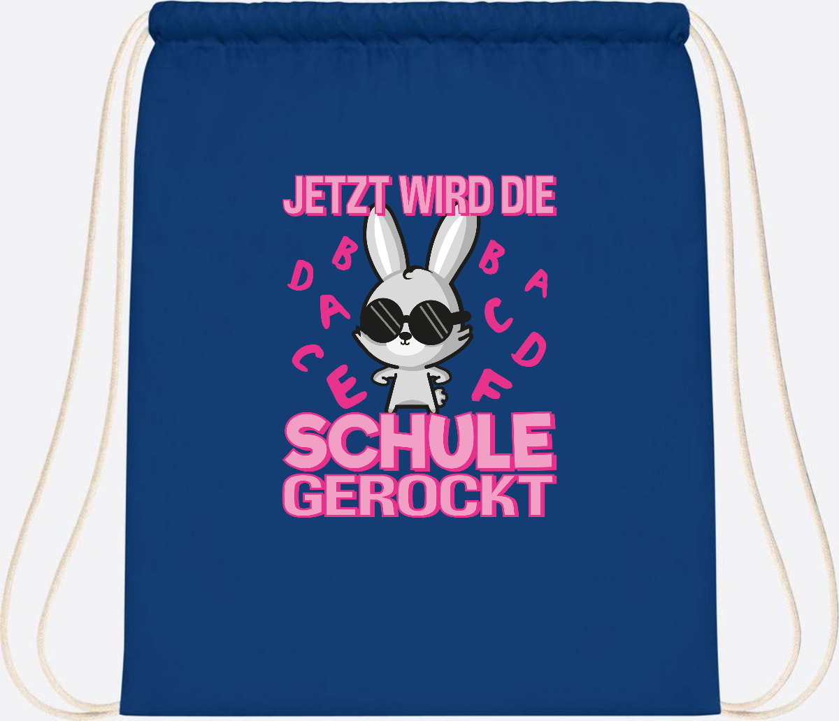 Turnbeutel zur Einschulung: Hase rockt die Schule – mit Name - Bright Royal