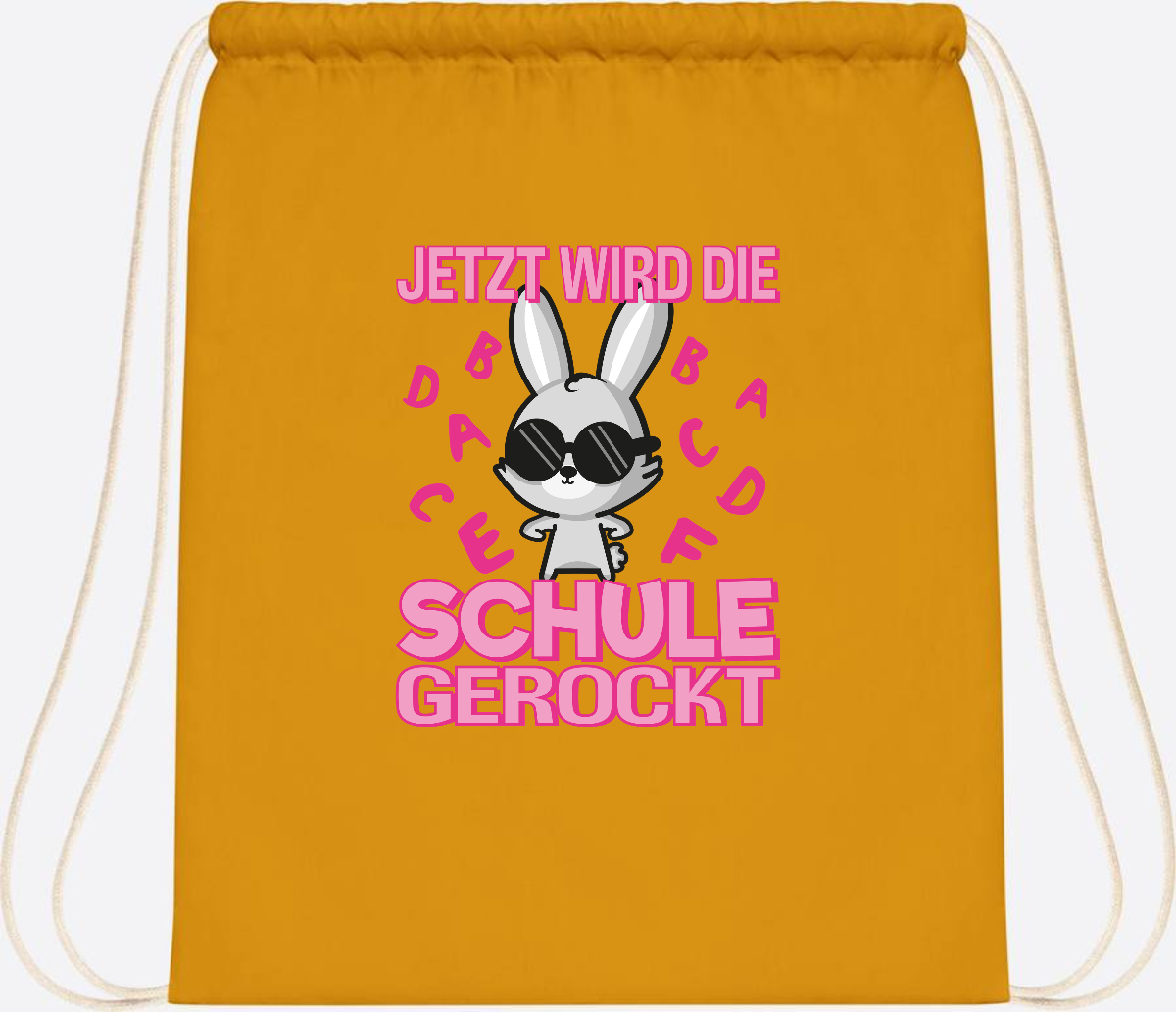 Turnbeutel zur Einschulung: Hase rockt die Schule – mit Name - Mustard