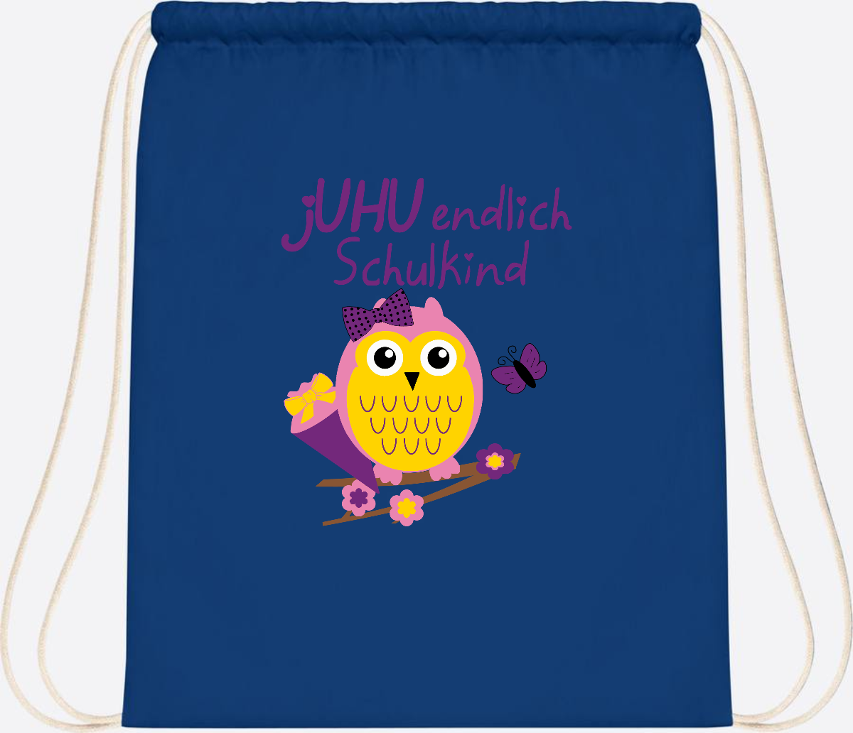 Turnbeutel zur Einschulung – jUHU Schulkind Eule mit Name - Bright Royal