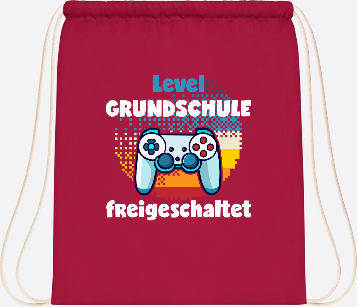 Turnbeutel zur Einschulung: Level Grundschule freigeschaltet - Classic Red