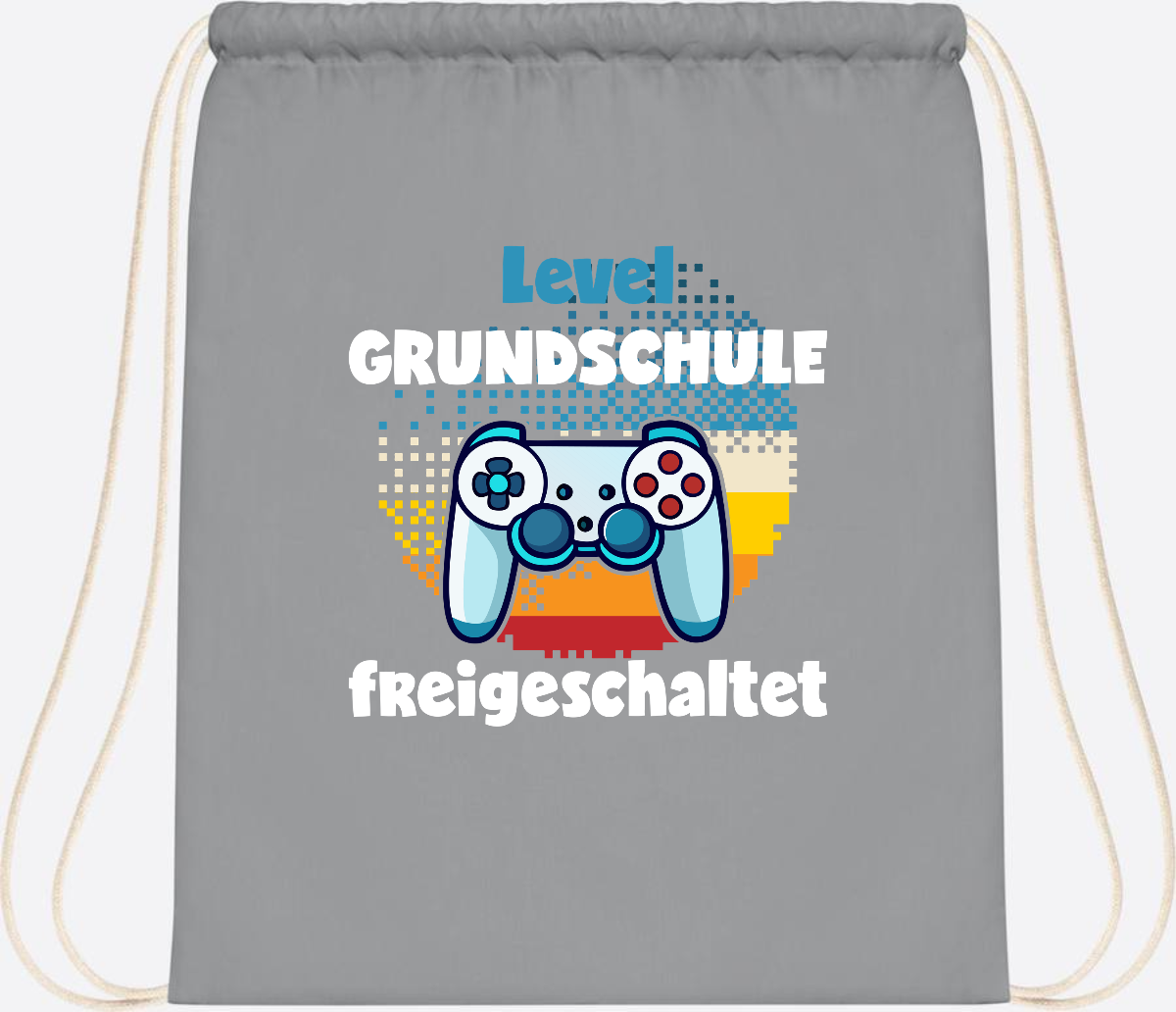 Turnbeutel zur Einschulung: Level Grundschule freigeschaltet - Light Grey
