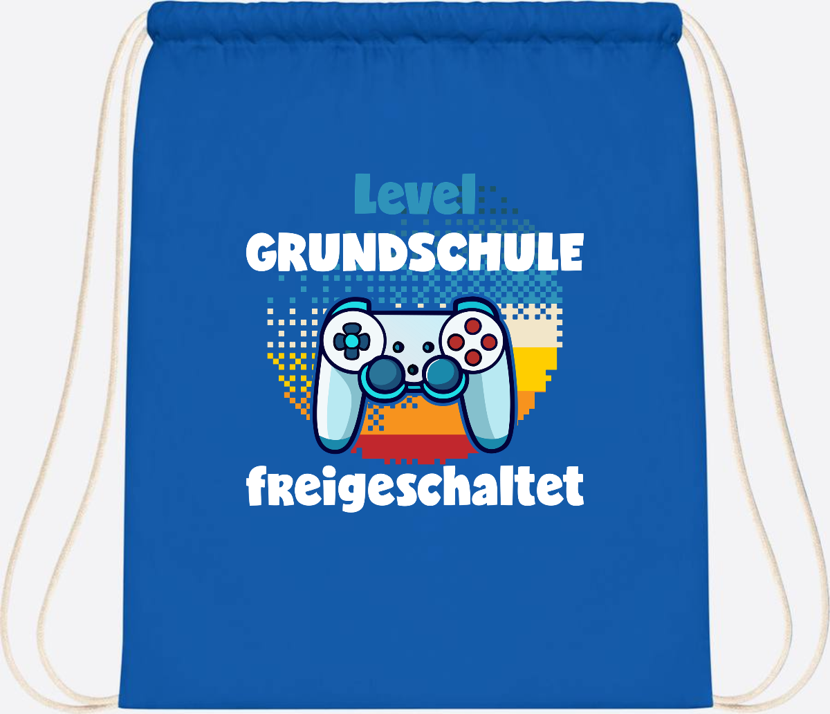 Turnbeutel zur Einschulung: Level Grundschule freigeschaltet - Sapphire Blue