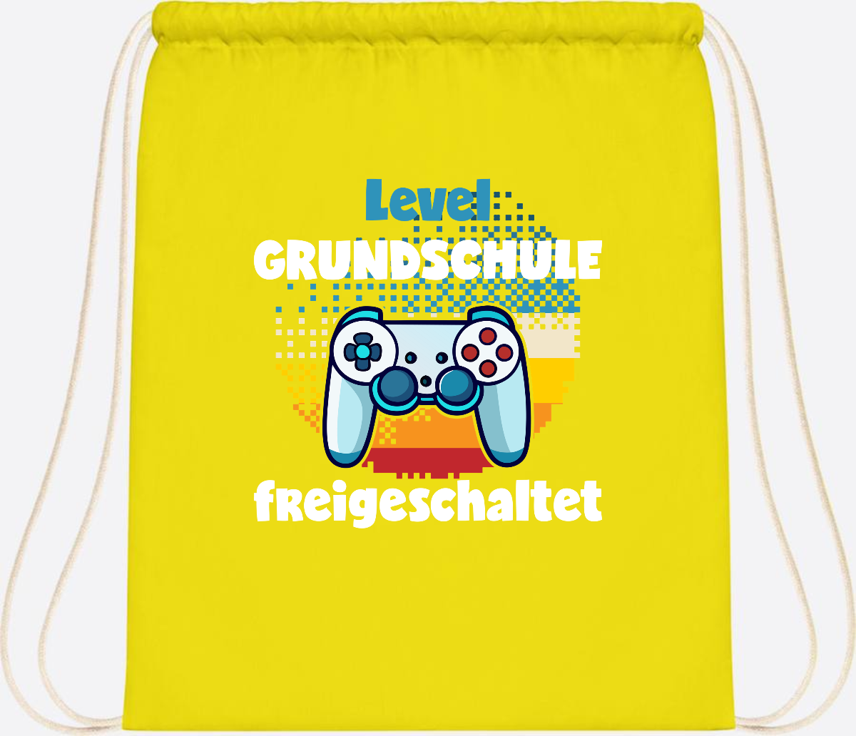 Turnbeutel zur Einschulung: Level Grundschule freigeschaltet - Yellow