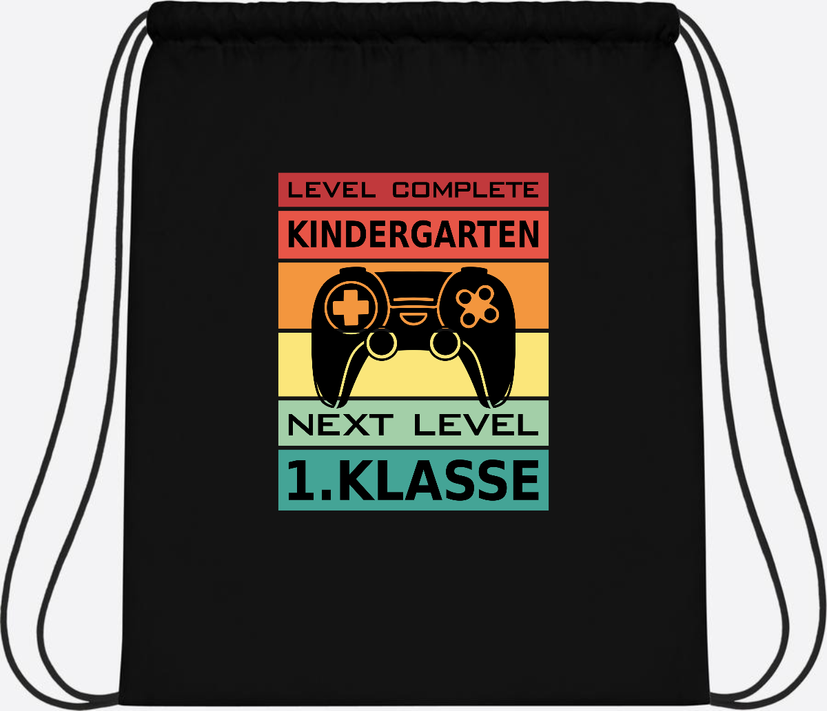 Turnbeutel zur Einschulung – Next Level 1. Klasse personalisiert - Black/Black