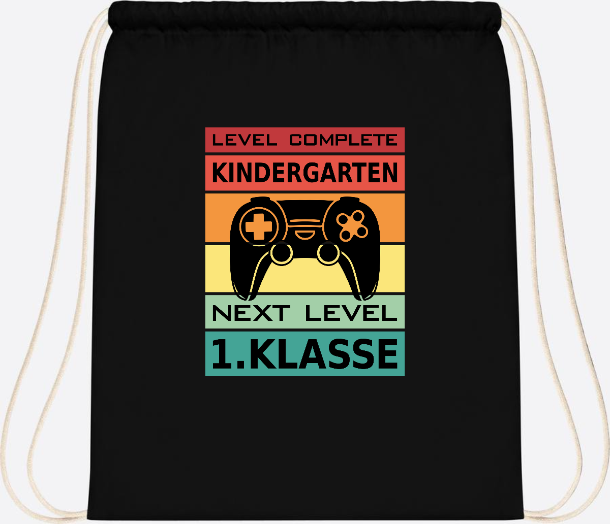 Turnbeutel zur Einschulung – Next Level 1. Klasse personalisiert - Black