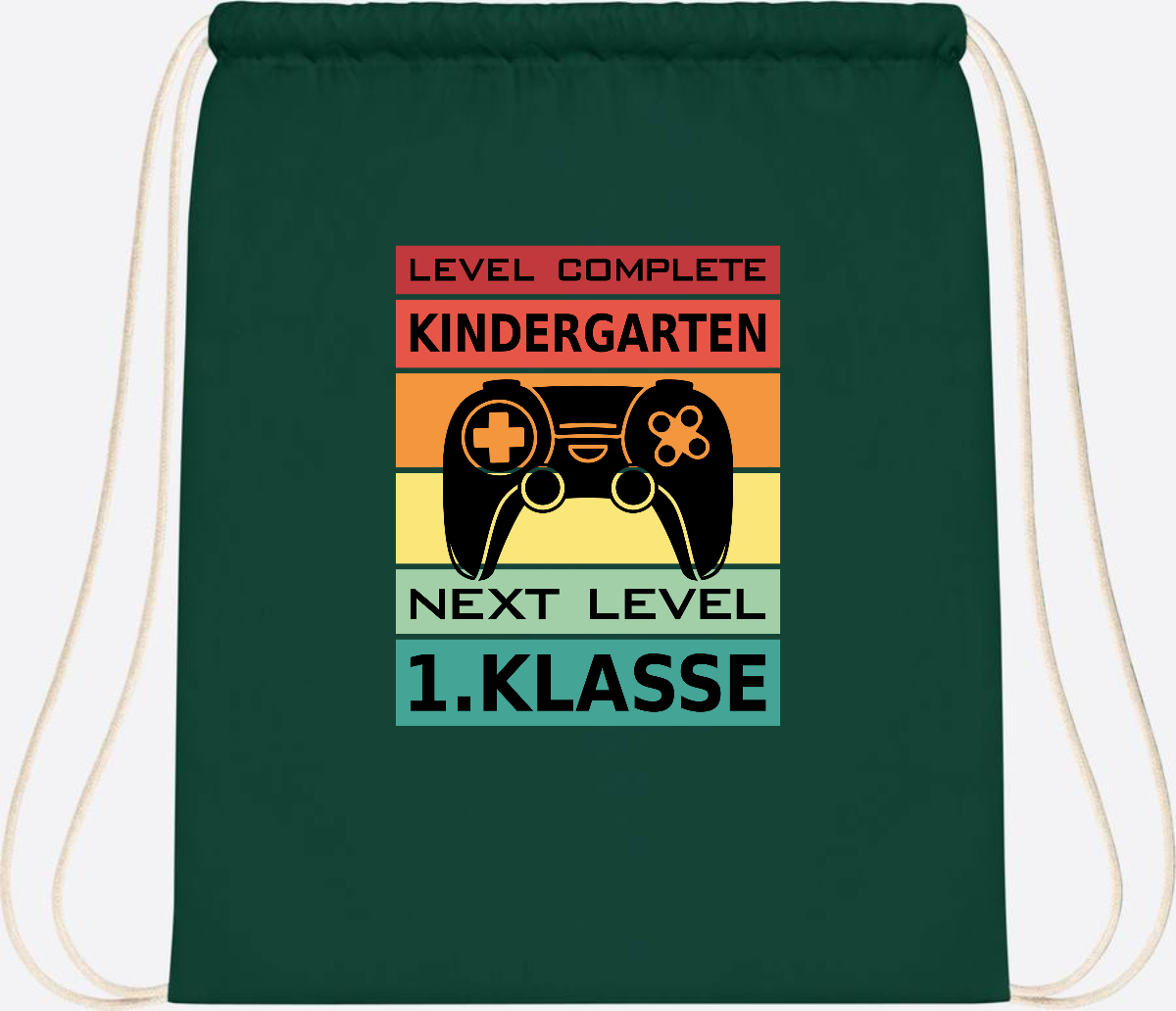 Turnbeutel zur Einschulung – Next Level 1. Klasse personalisiert - Bottle Green