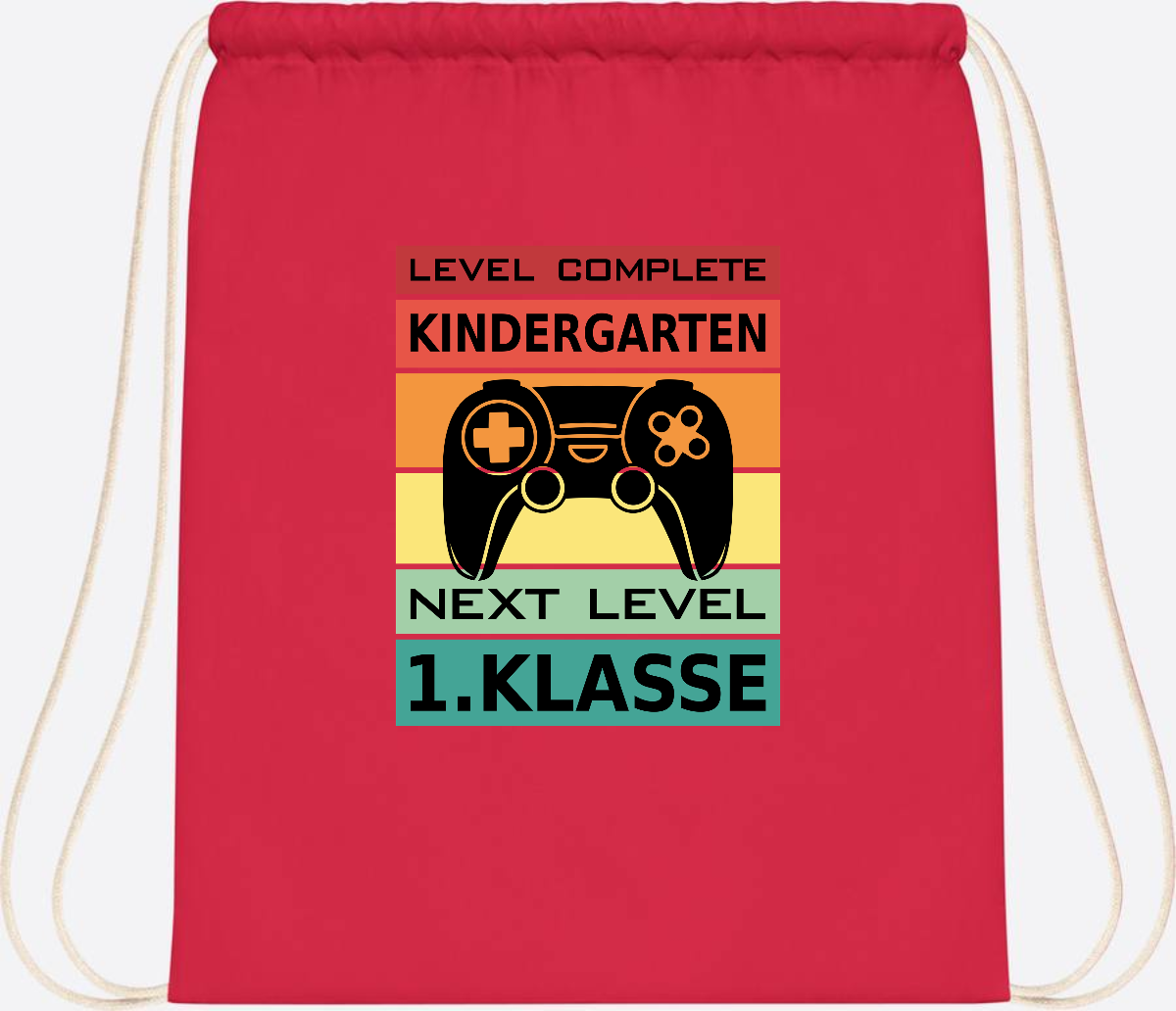 Turnbeutel zur Einschulung – Next Level 1. Klasse personalisiert - Bright Red