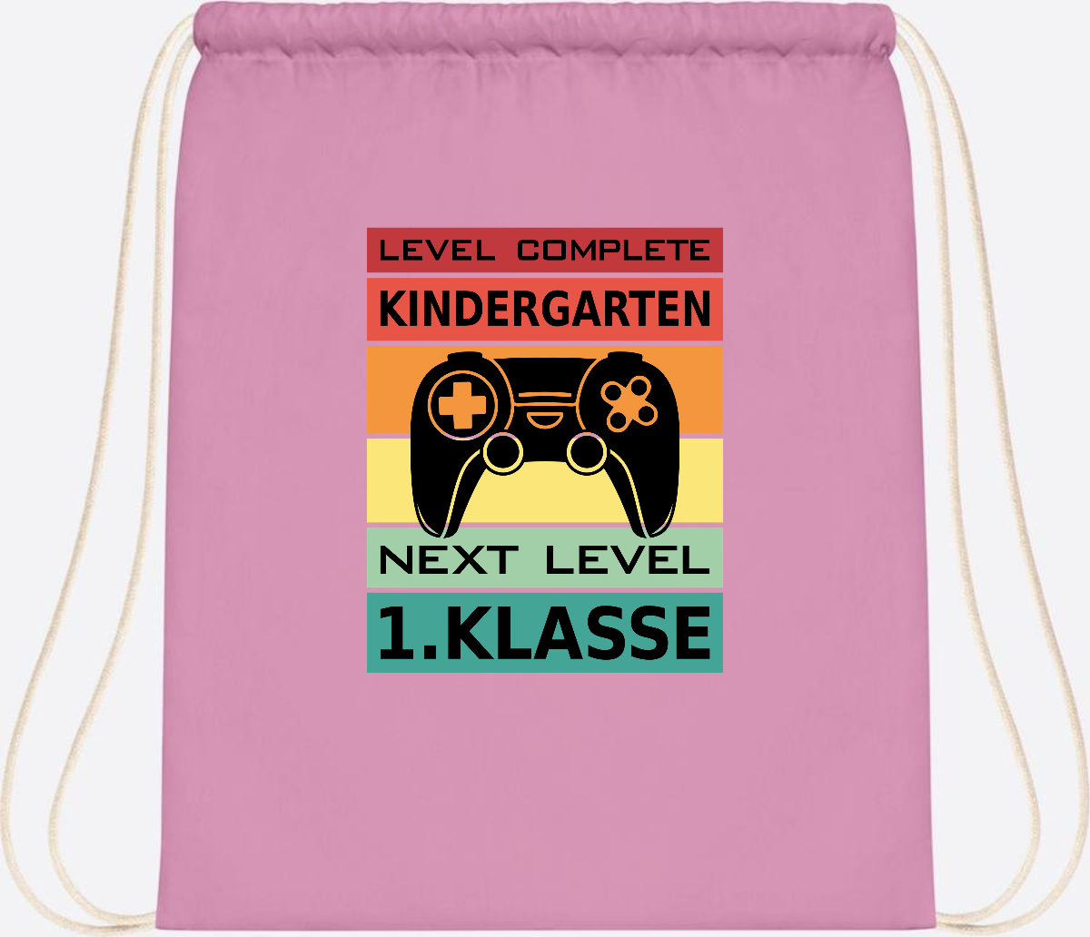 Turnbeutel zur Einschulung – Next Level 1. Klasse personalisiert - Classic Pink/White