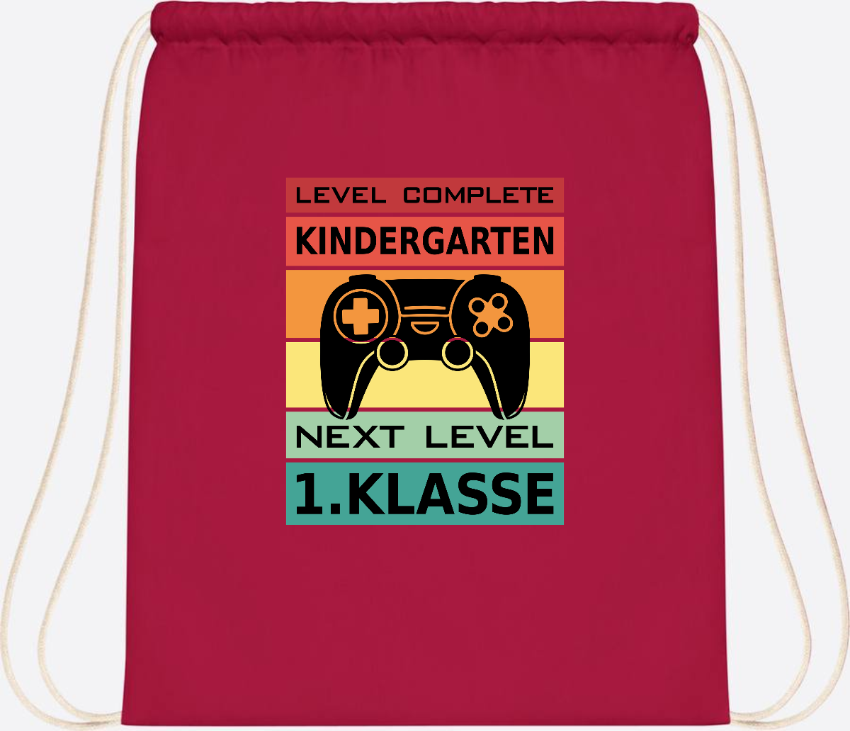 Turnbeutel zur Einschulung – Next Level 1. Klasse personalisiert - Classic Red