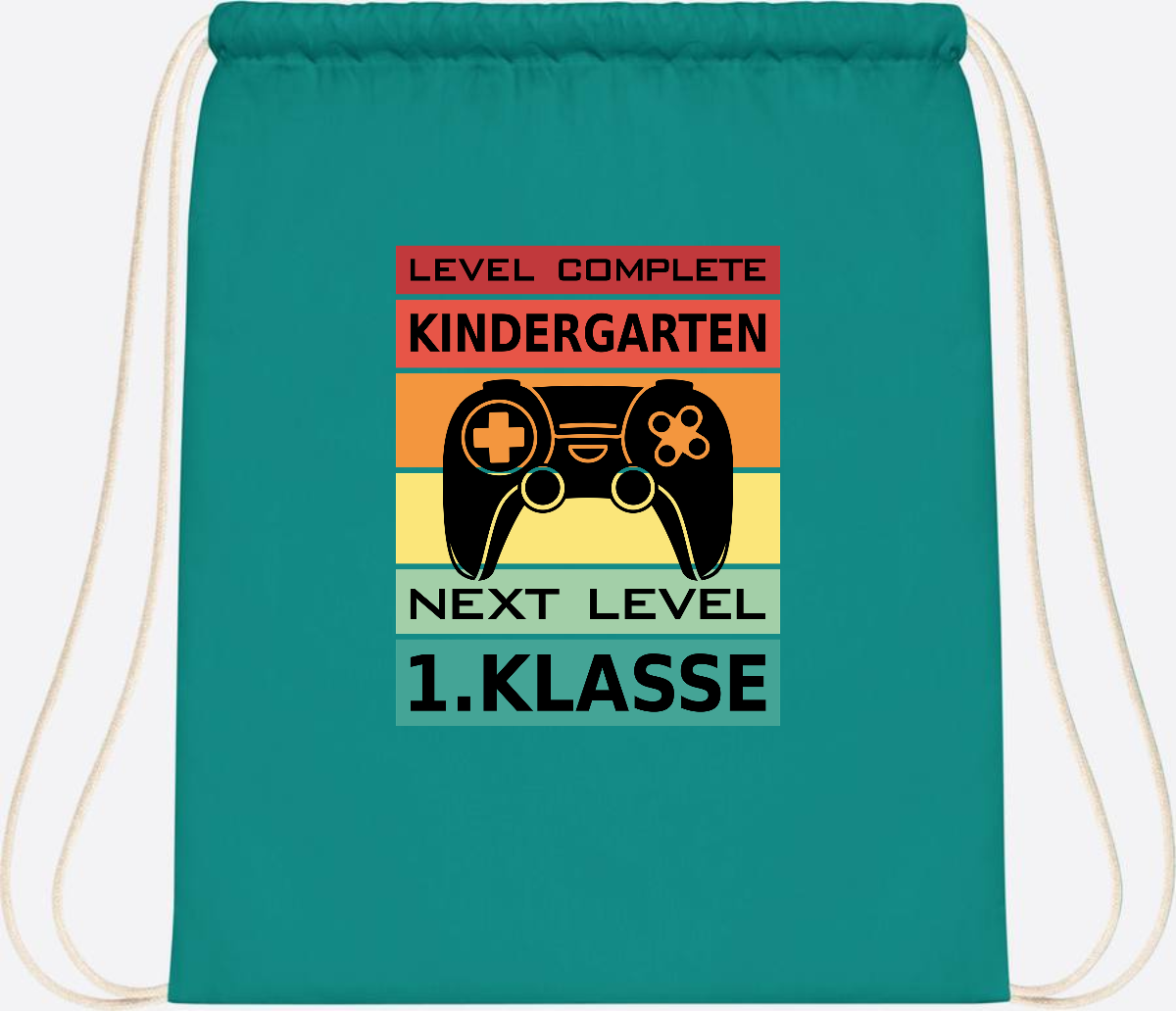 Turnbeutel zur Einschulung – Next Level 1. Klasse personalisiert - Emerald