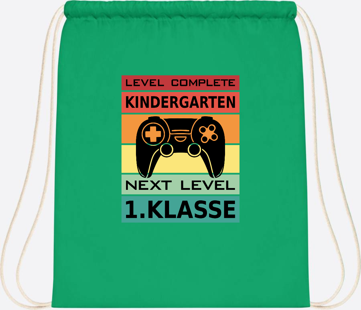 Turnbeutel zur Einschulung – Next Level 1. Klasse personalisiert - Kelly Green