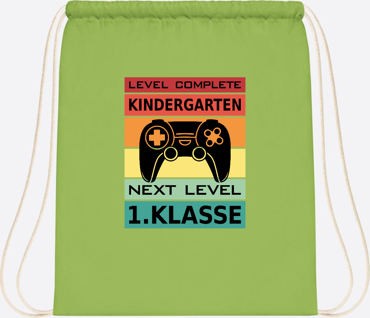 Turnbeutel zur Einschulung – Next Level 1. Klasse personalisiert - Lime Green