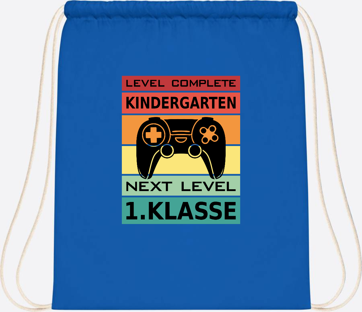 Turnbeutel zur Einschulung – Next Level 1. Klasse personalisiert - Sapphire Blue