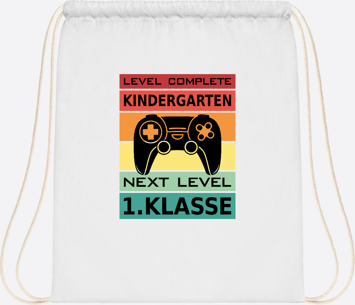 Turnbeutel zur Einschulung – Next Level 1. Klasse personalisiert - White
