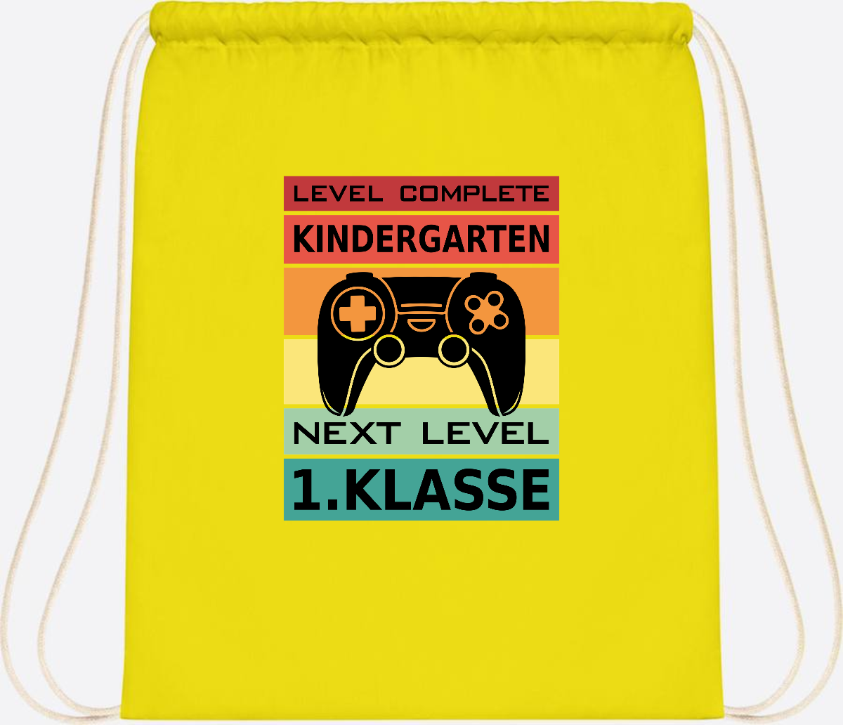 Turnbeutel zur Einschulung – Next Level 1. Klasse personalisiert - Yellow