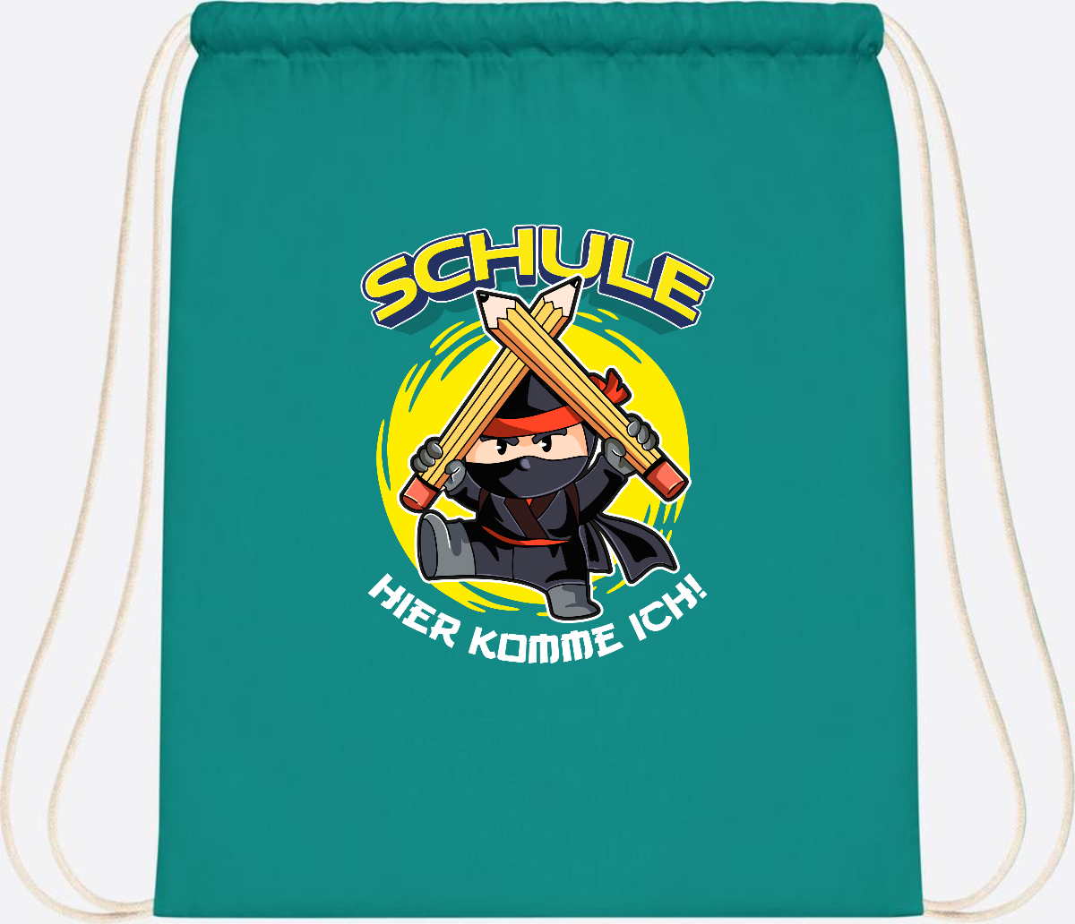 Turnbeutel zur Einschulung – Ninja: Schule, hier komme ich! - Emerald