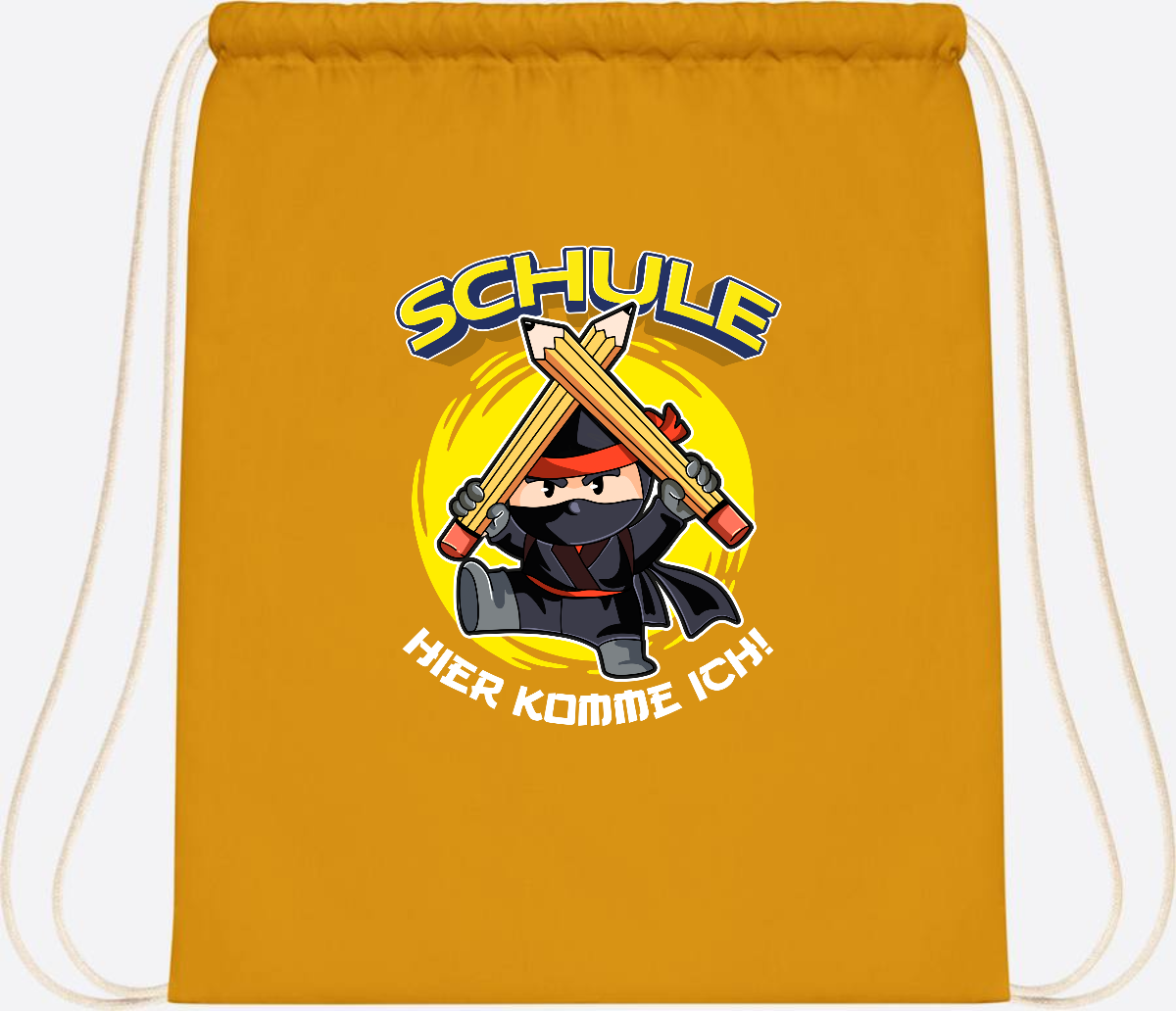 Turnbeutel zur Einschulung – Ninja: Schule, hier komme ich! - Mustard