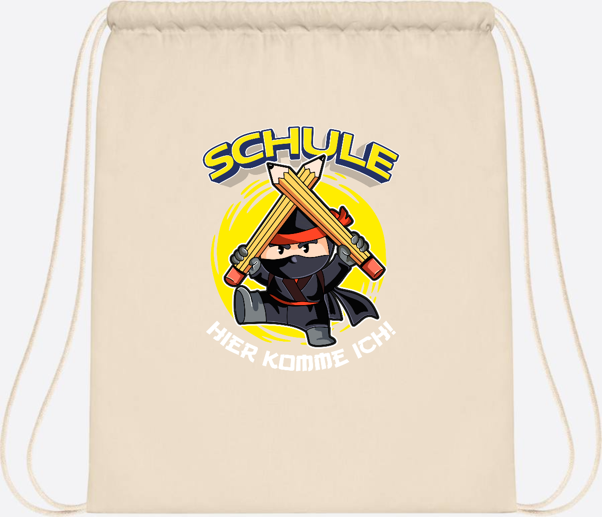 Turnbeutel zur Einschulung – Ninja: Schule, hier komme ich! - Natural