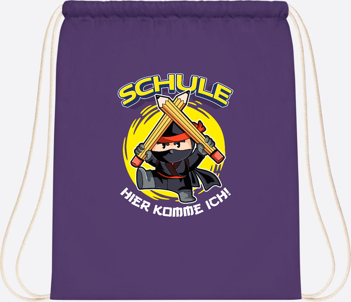 Turnbeutel zur Einschulung – Ninja: Schule, hier komme ich! - Purple