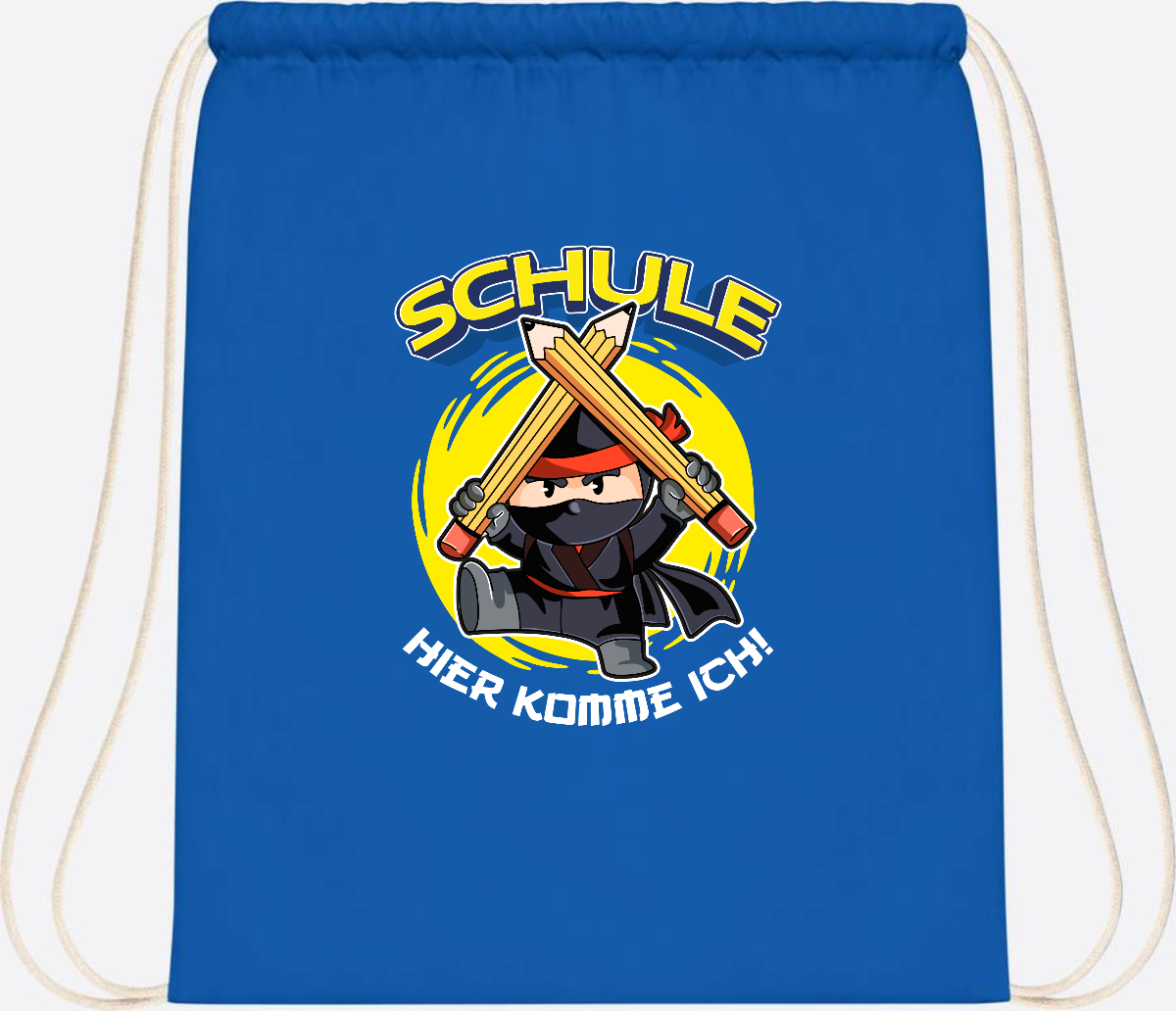 Turnbeutel zur Einschulung – Ninja: Schule, hier komme ich! - Sapphire Blue