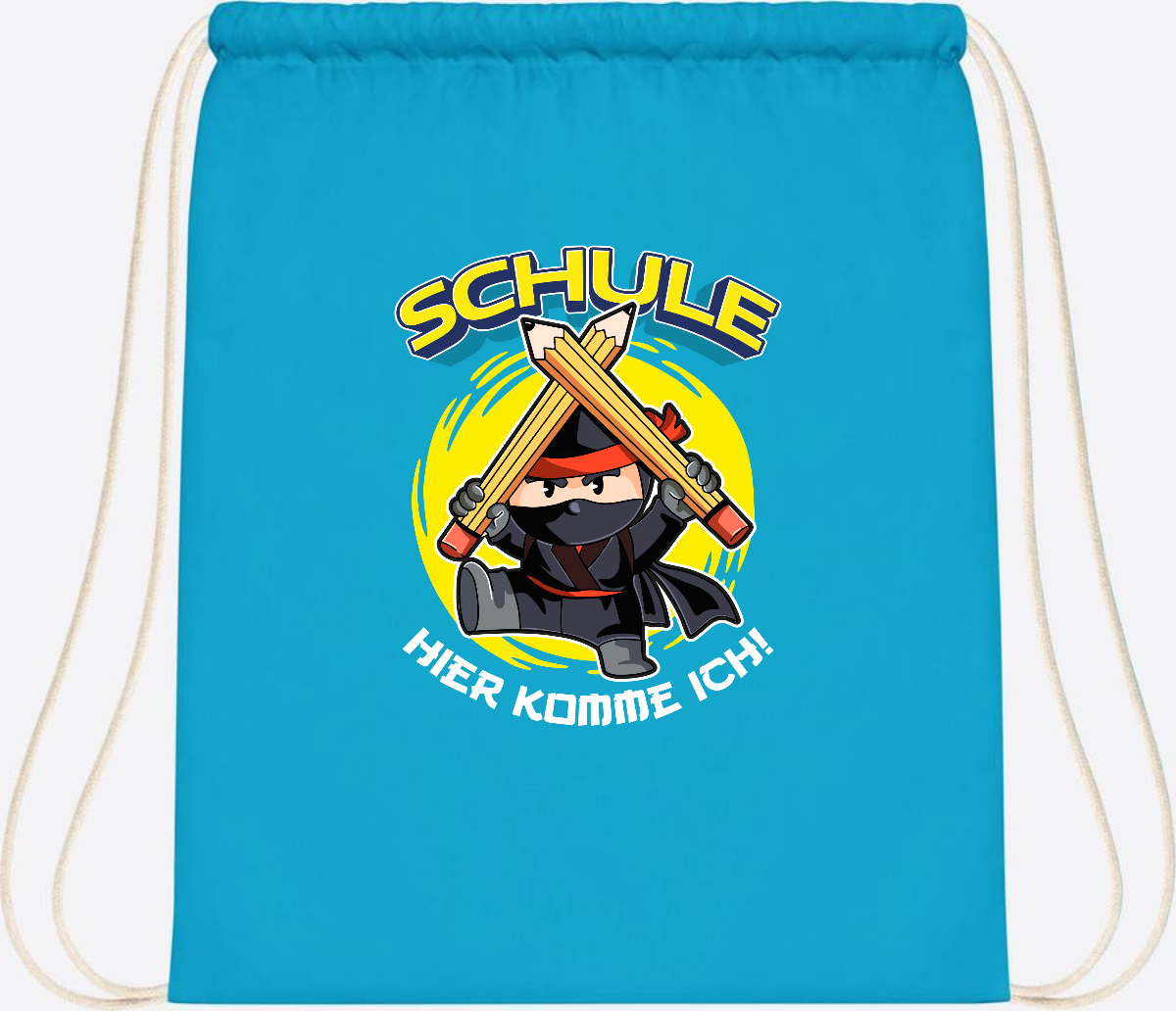 Turnbeutel zur Einschulung – Ninja: Schule, hier komme ich! - Surf Blue