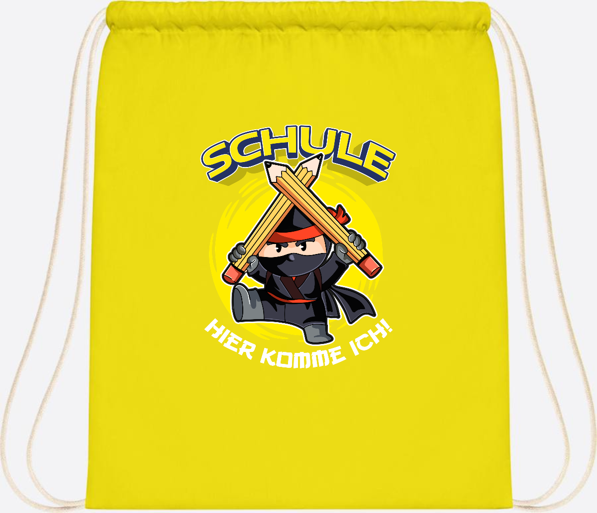 Turnbeutel zur Einschulung – Ninja: Schule, hier komme ich! - Yellow