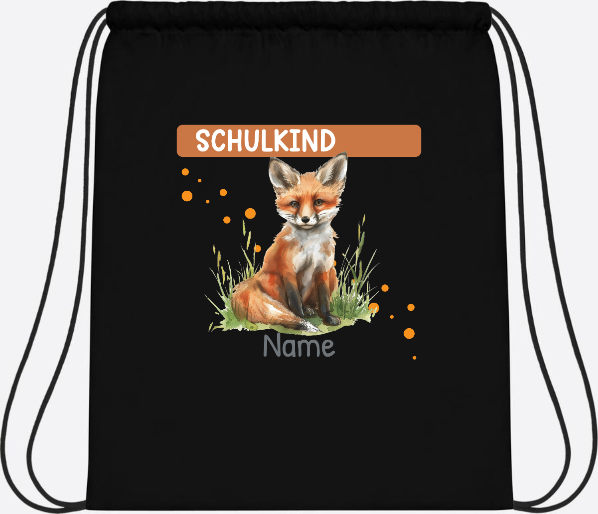 Turnbeutel zur Einschulung personalisiert mit Namen - Black/Black