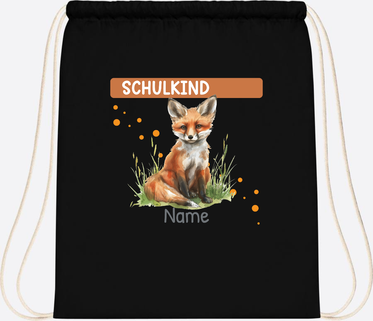 Turnbeutel zur Einschulung personalisiert mit Namen - Black