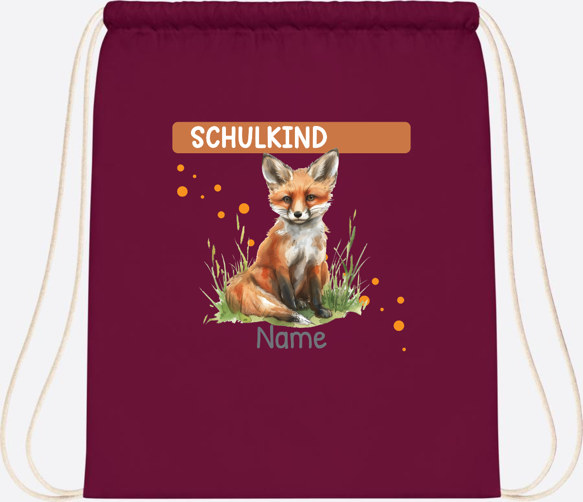 Turnbeutel zur Einschulung personalisiert mit Namen - Burgundy