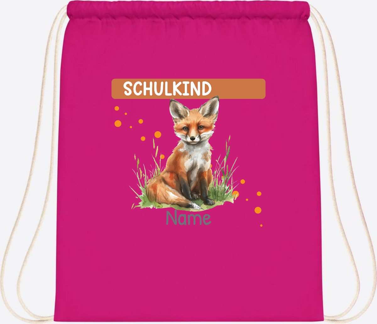 Turnbeutel zur Einschulung personalisiert mit Namen - Fuchsia
