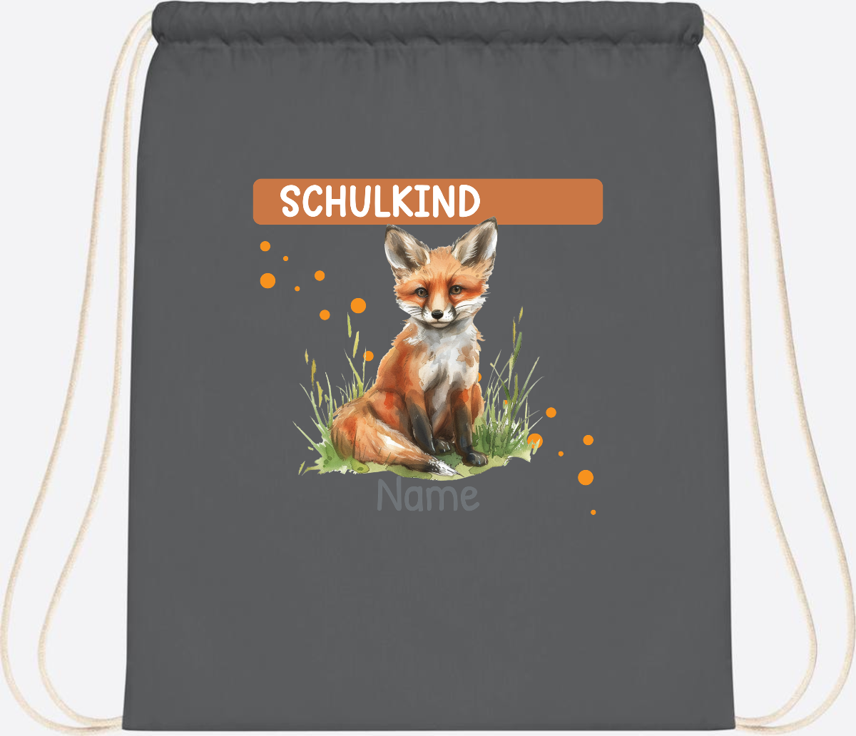 Turnbeutel zur Einschulung personalisiert mit Namen - Graphite Grey