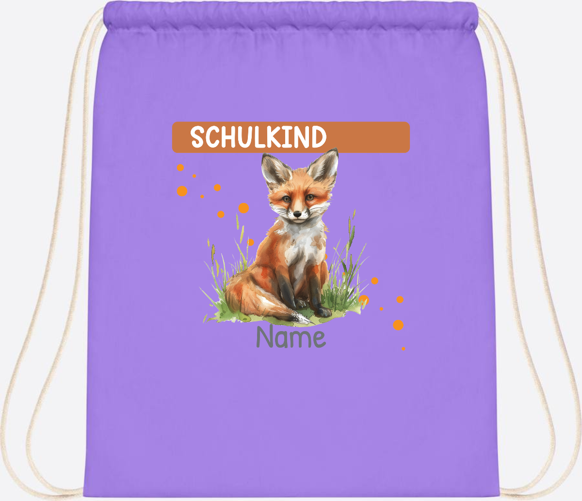 Turnbeutel zur Einschulung personalisiert mit Namen - Lavender/White