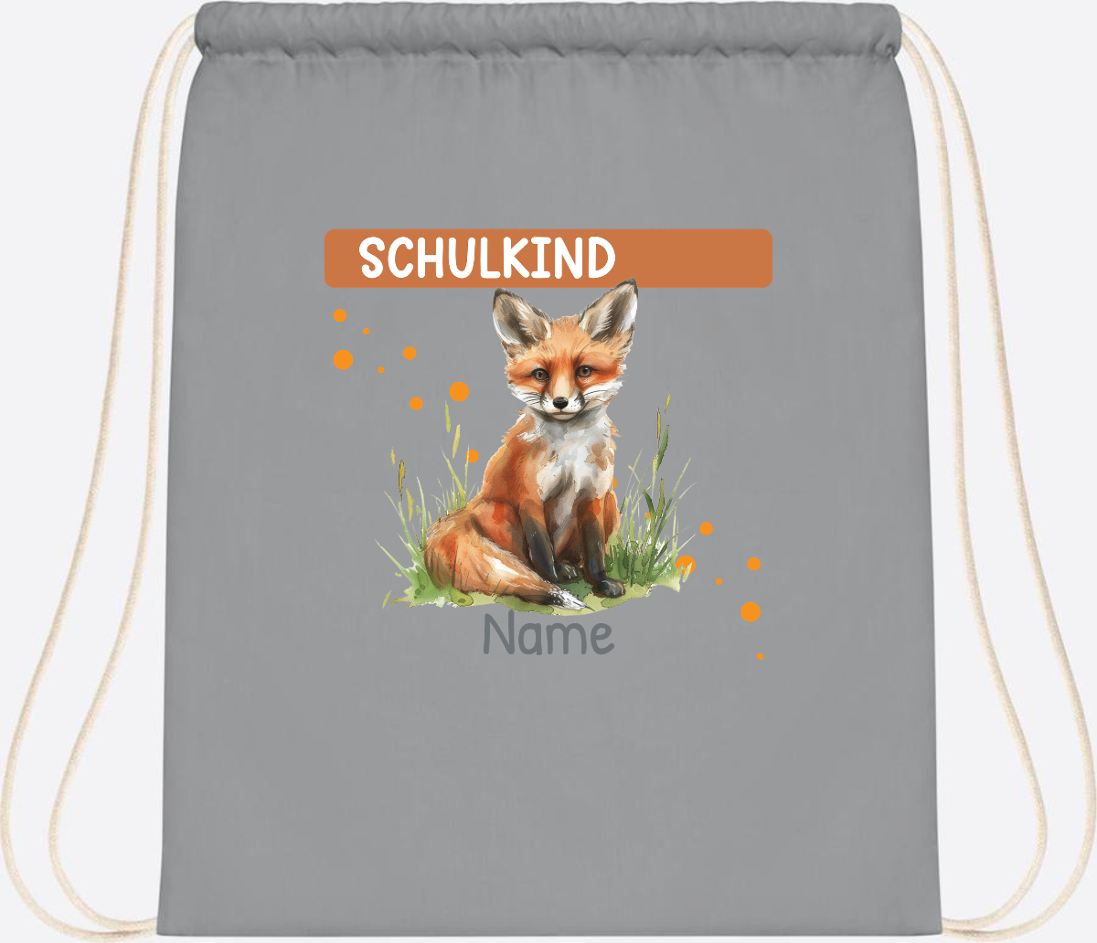 Turnbeutel zur Einschulung personalisiert mit Namen - Light Grey