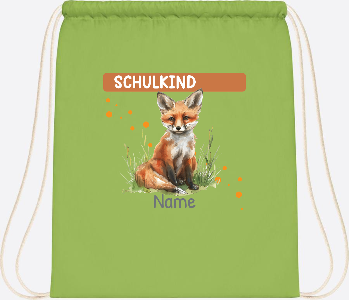 Turnbeutel zur Einschulung personalisiert mit Namen - Lime Green