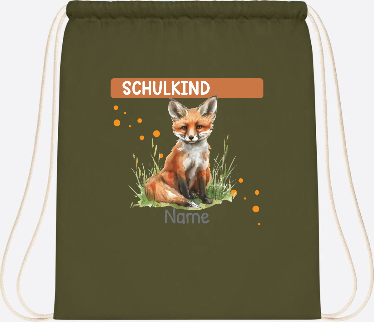 Turnbeutel zur Einschulung personalisiert mit Namen - Olive Green