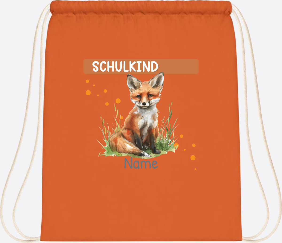 Turnbeutel zur Einschulung personalisiert mit Namen - Orange