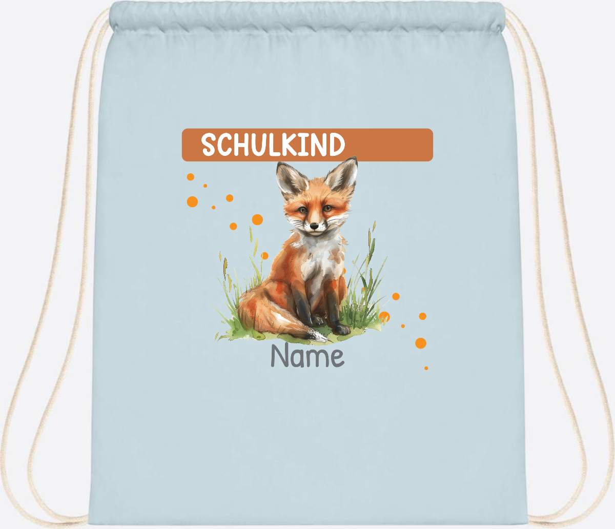 Turnbeutel zur Einschulung personalisiert mit Namen - Pastel Blue/White
