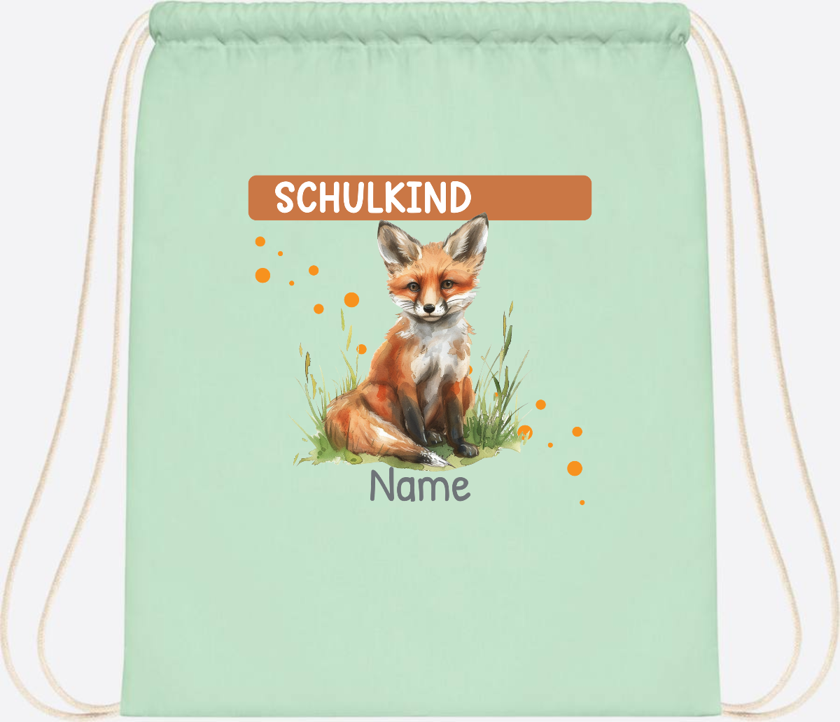 Turnbeutel zur Einschulung personalisiert mit Namen - Pastel Mint/White