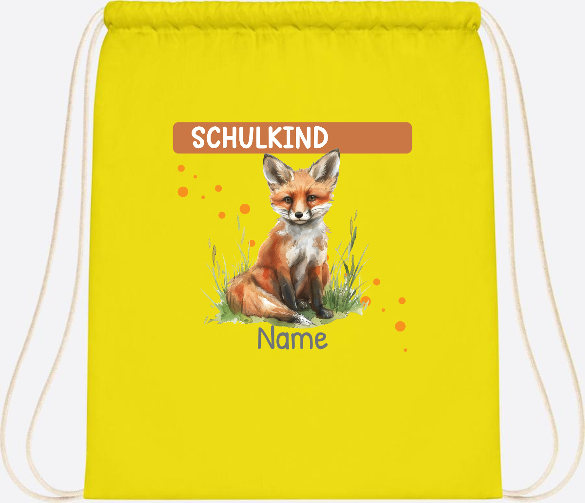 Turnbeutel zur Einschulung personalisiert mit Namen - Yellow