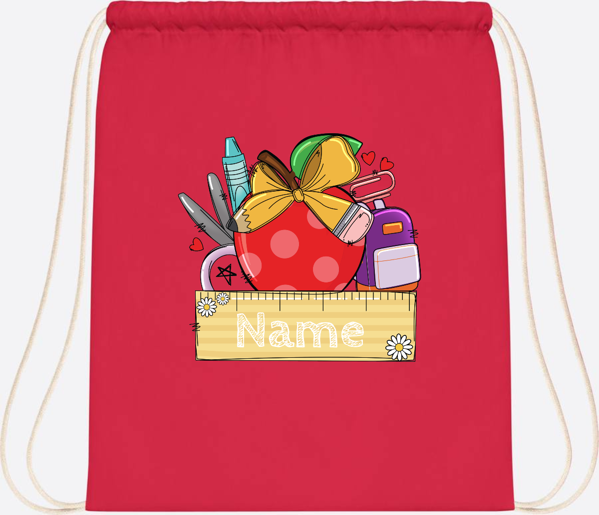 Turnbeutel zur Einschulung – Personalisiert mit Namen - Bright Red