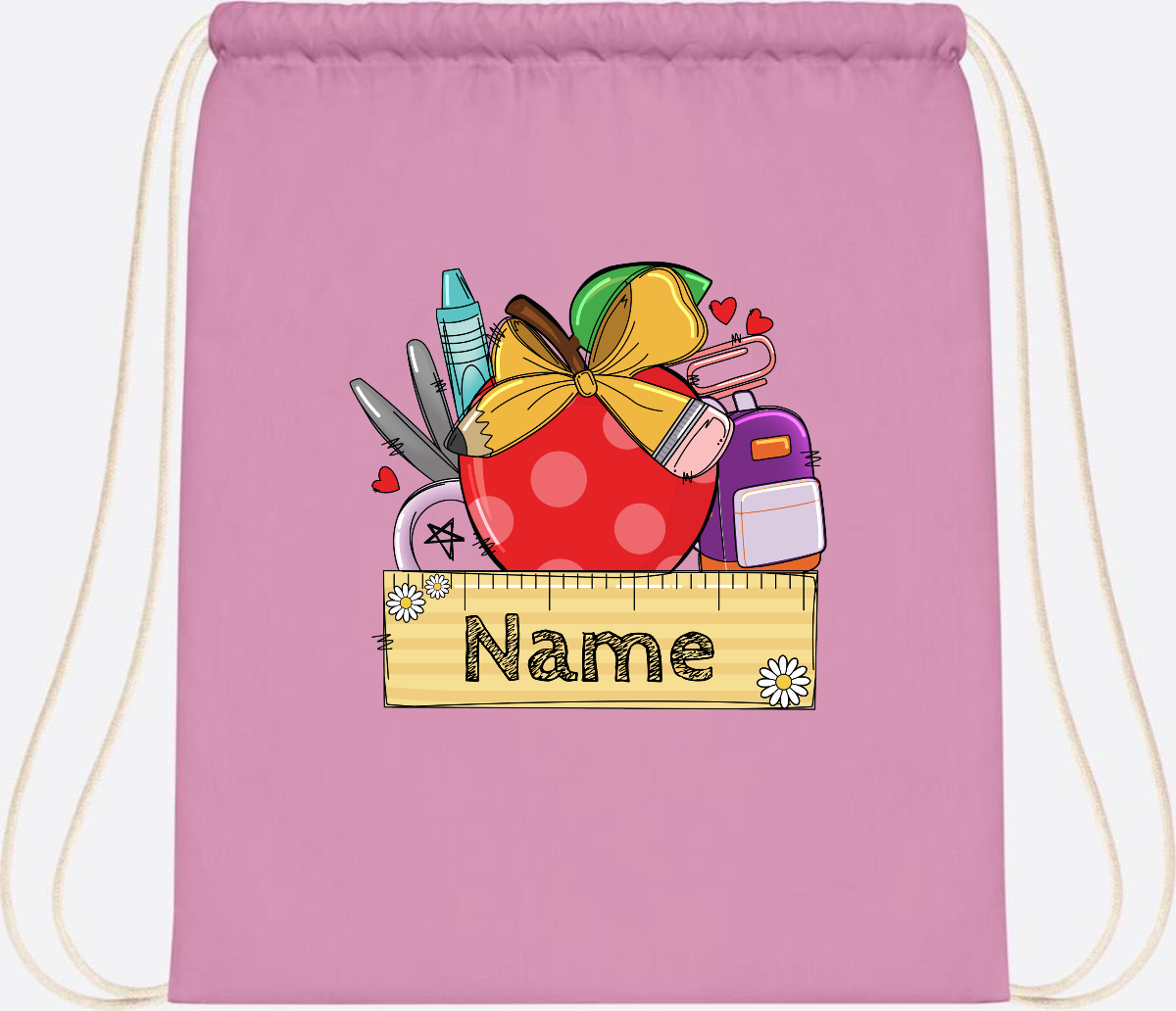 Turnbeutel zur Einschulung – Personalisiert mit Namen - Classic Pink/White