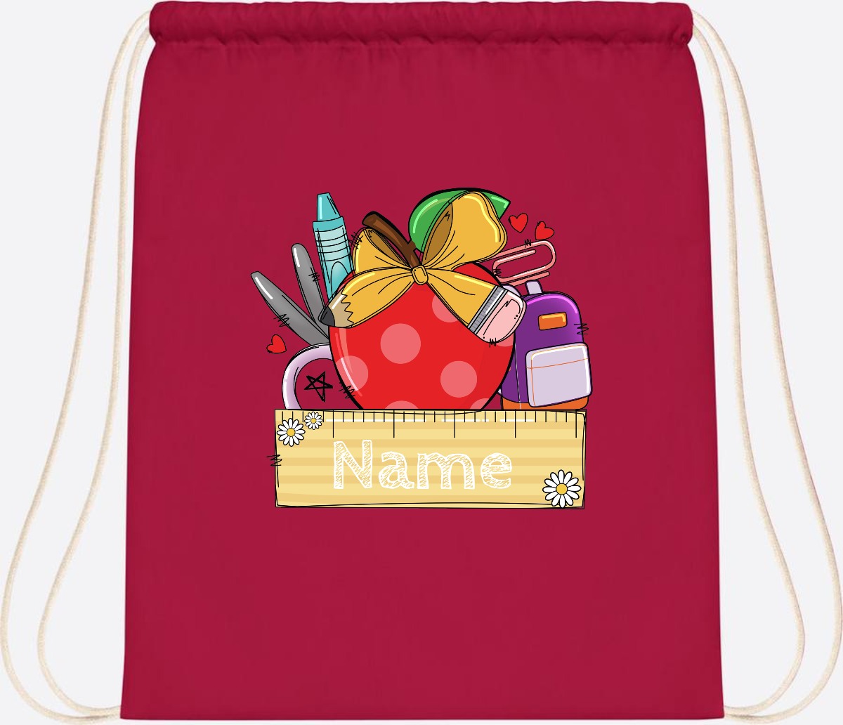 Turnbeutel zur Einschulung – Personalisiert mit Namen - Classic Red