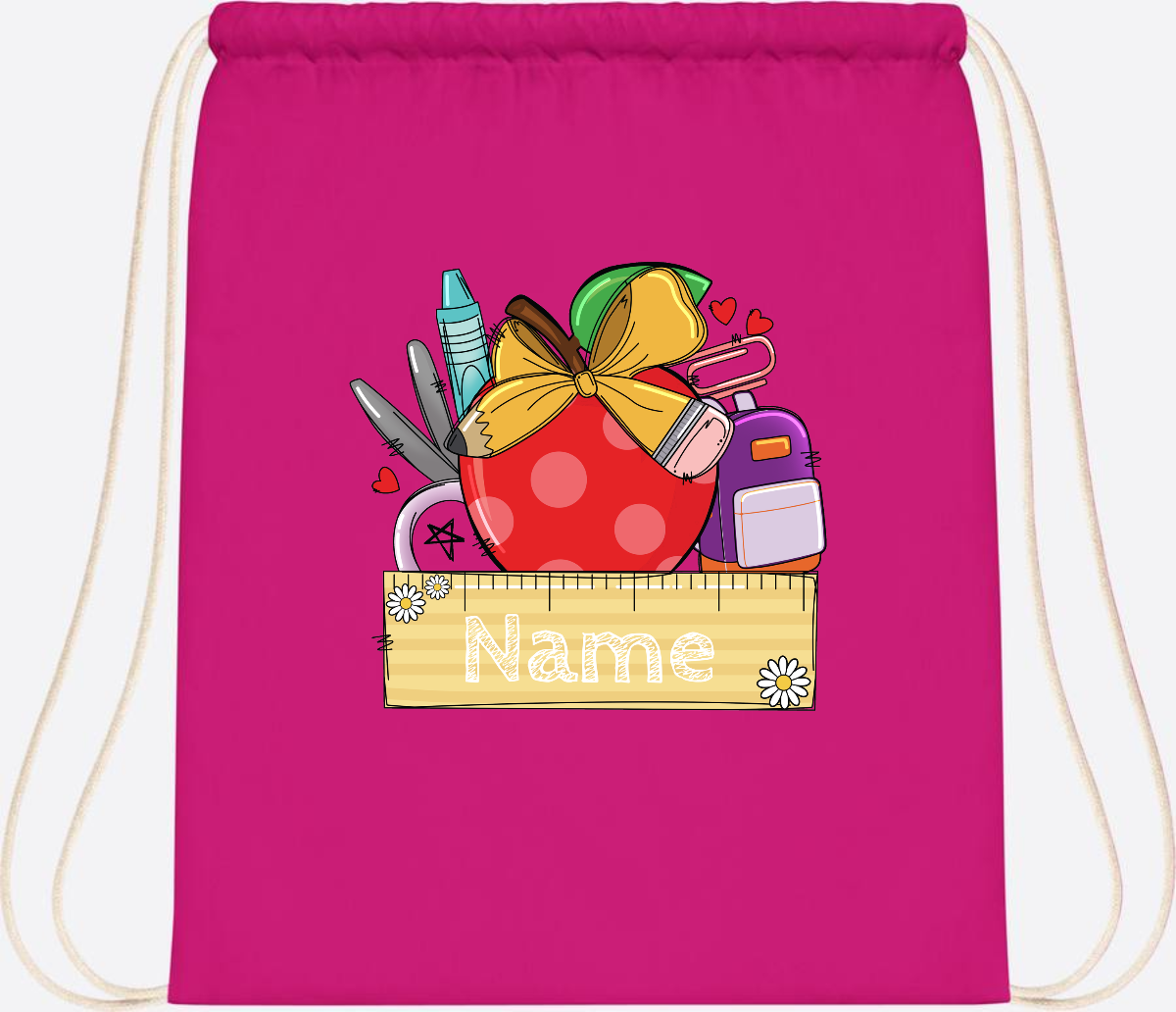 Turnbeutel zur Einschulung – Personalisiert mit Namen - Fuchsia