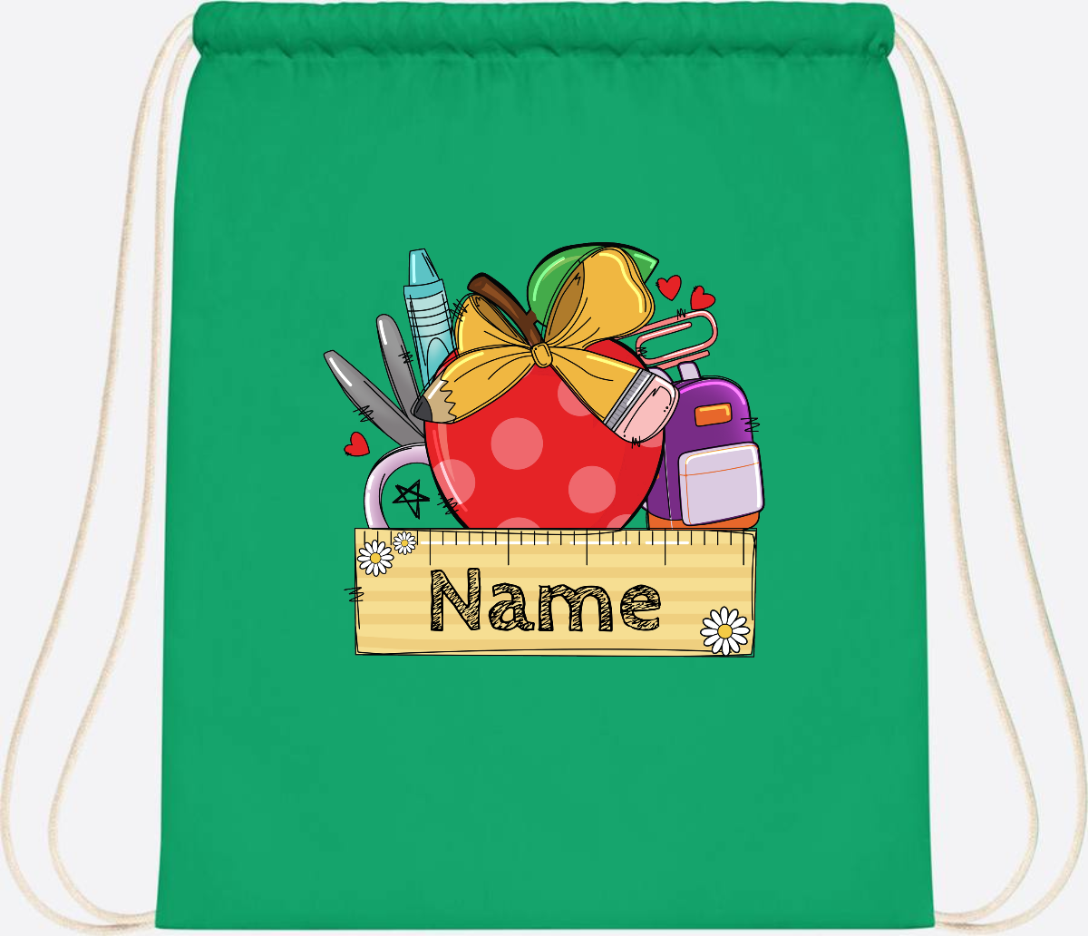 Turnbeutel zur Einschulung – Personalisiert mit Namen - Kelly Green