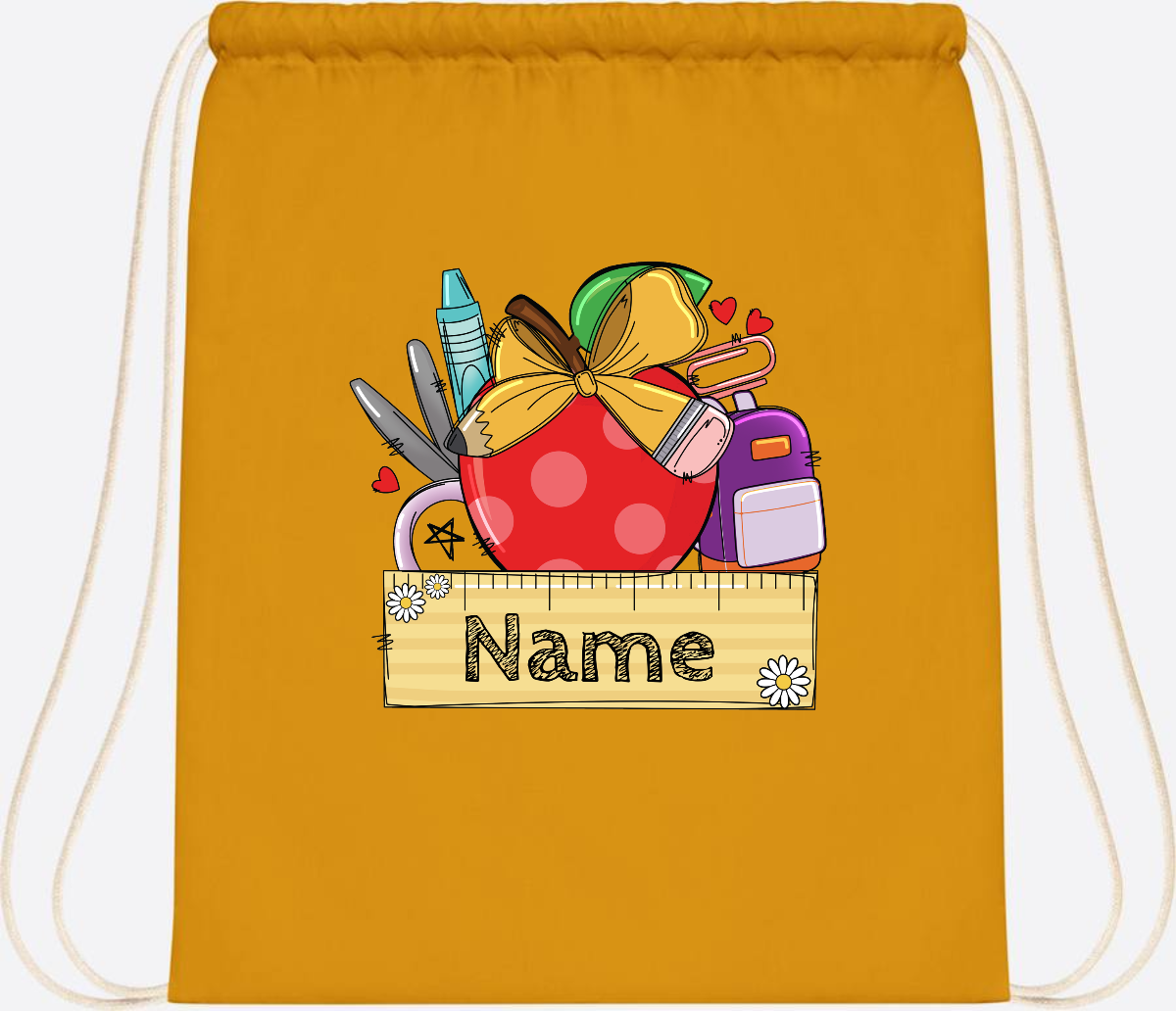 Turnbeutel zur Einschulung – Personalisiert mit Namen - Mustard