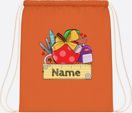 Turnbeutel zur Einschulung – Personalisiert mit Namen - Orange