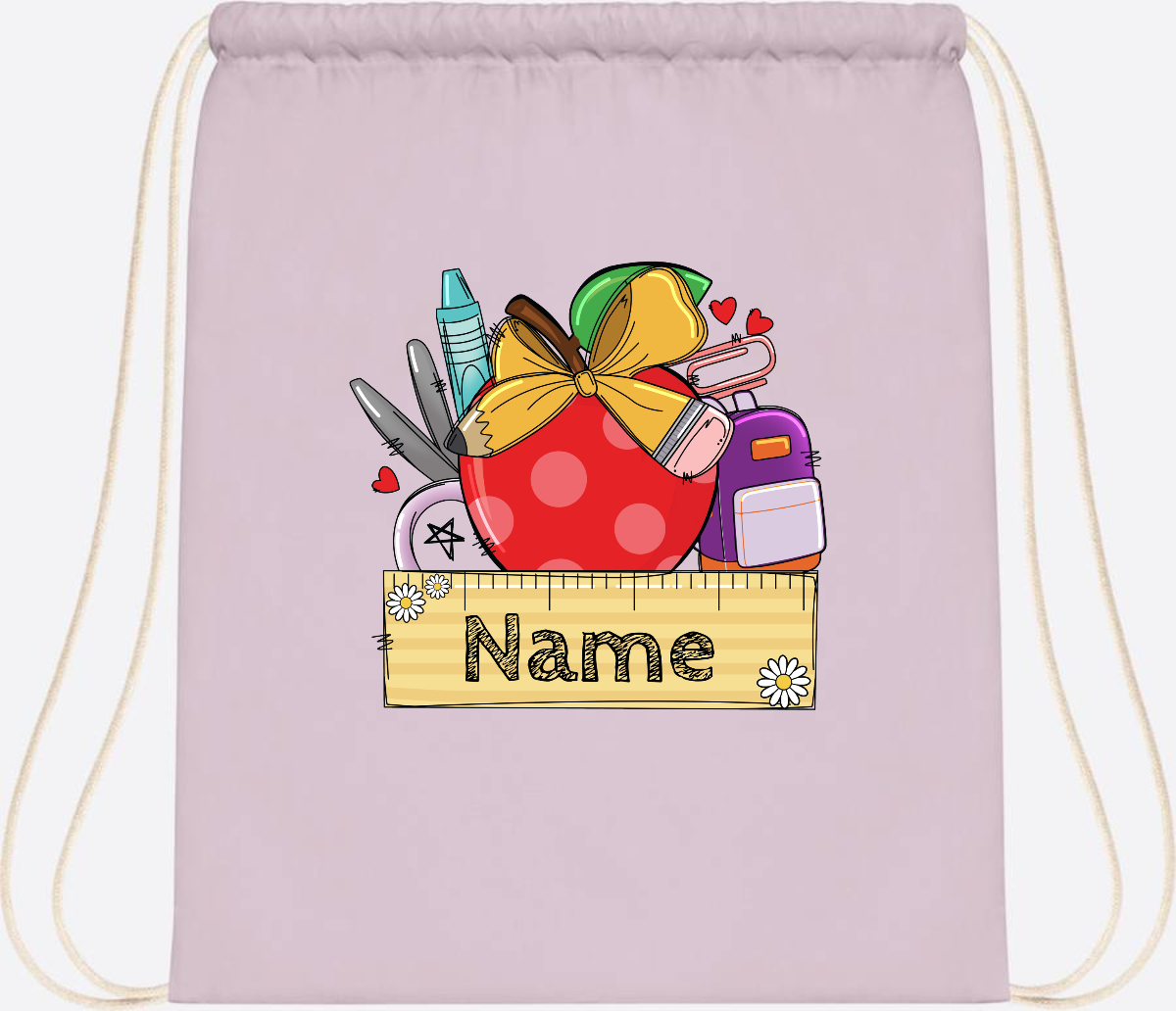 Turnbeutel zur Einschulung – Personalisiert mit Namen - Pastel Pink/White