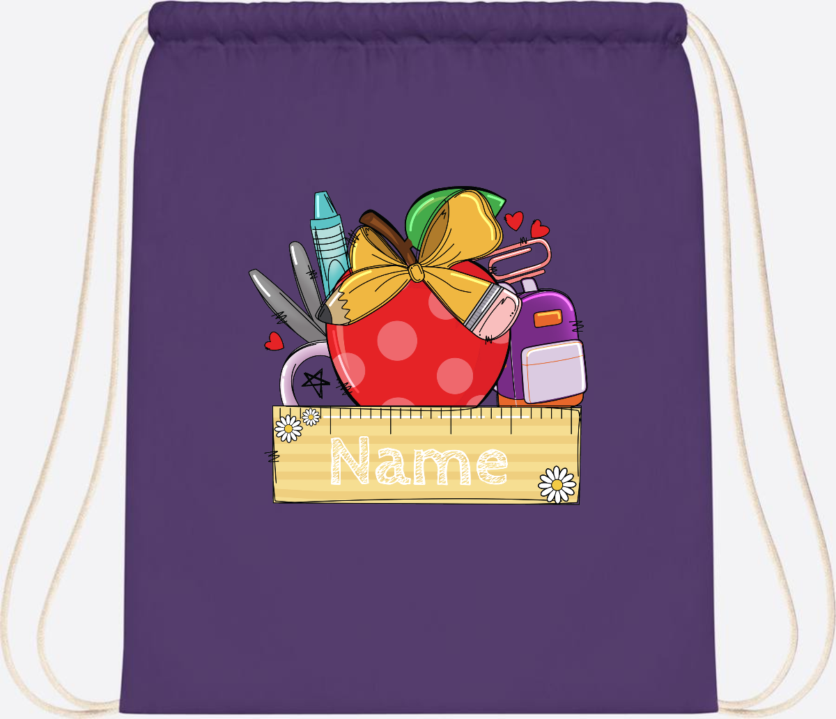 Turnbeutel zur Einschulung – Personalisiert mit Namen - Purple