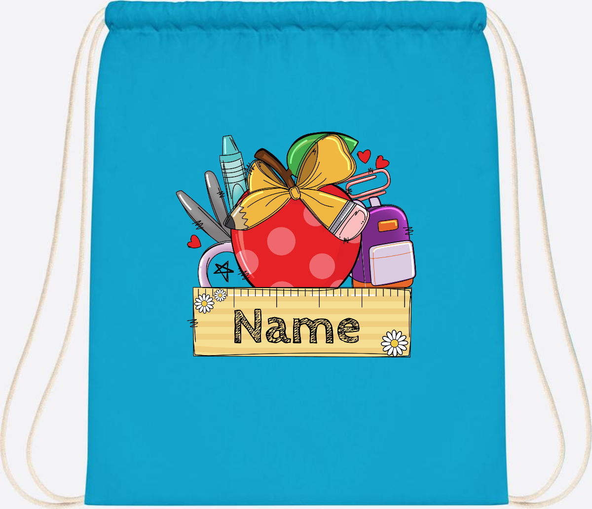 Turnbeutel zur Einschulung – Personalisiert mit Namen - Surf Blue