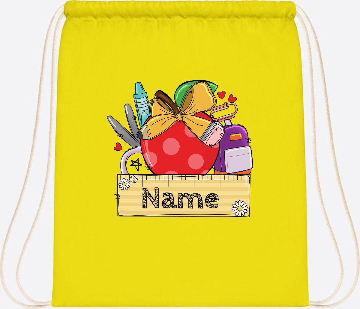 Turnbeutel zur Einschulung – Personalisiert mit Namen - Yellow